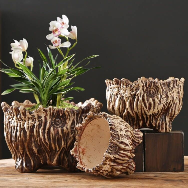 Large Ceramic Flower Pot with Tree Root Design DAME BOHEME