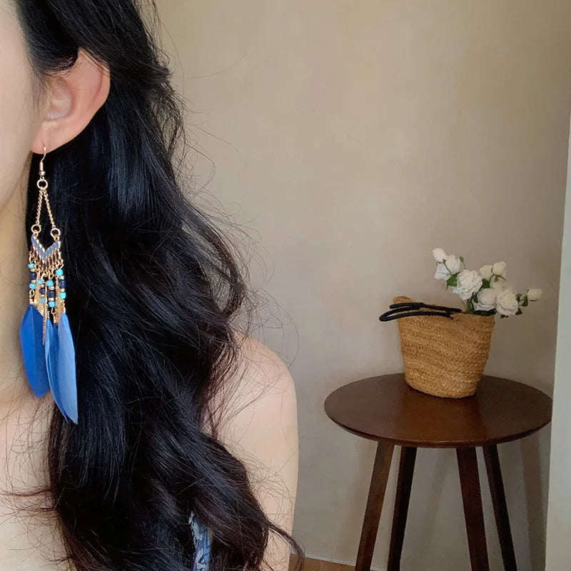 Alloy Rice Bead Dangle Earrings Trendsi