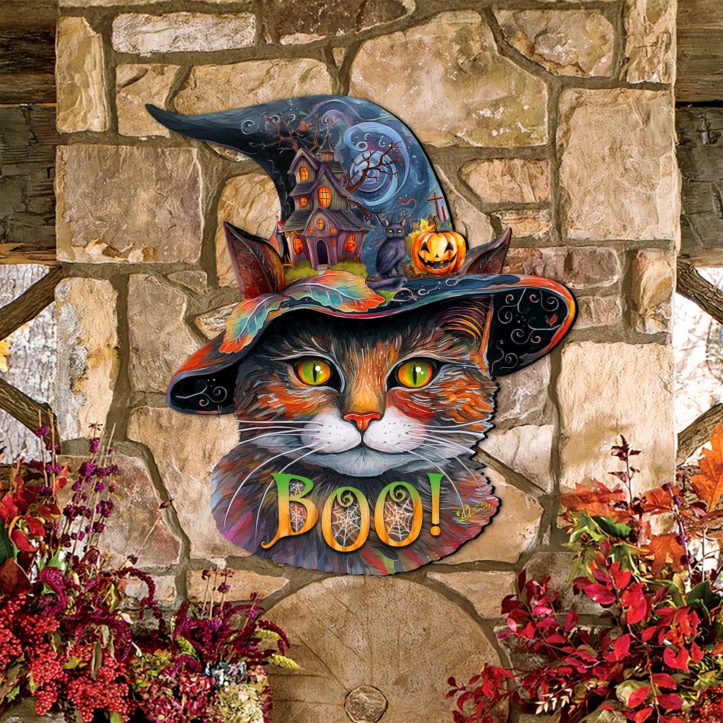 Halloween Cat in a Hat Holiday Door Decor by G. DeBrekht - Halloween Decor - 8652792H DAME BOHEME