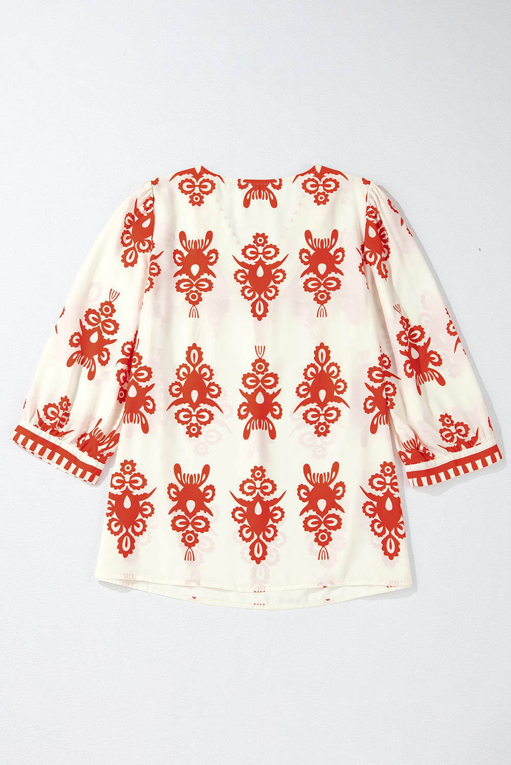 Vintage Geometric Printed V-Neck Blouse DAME BOHEME