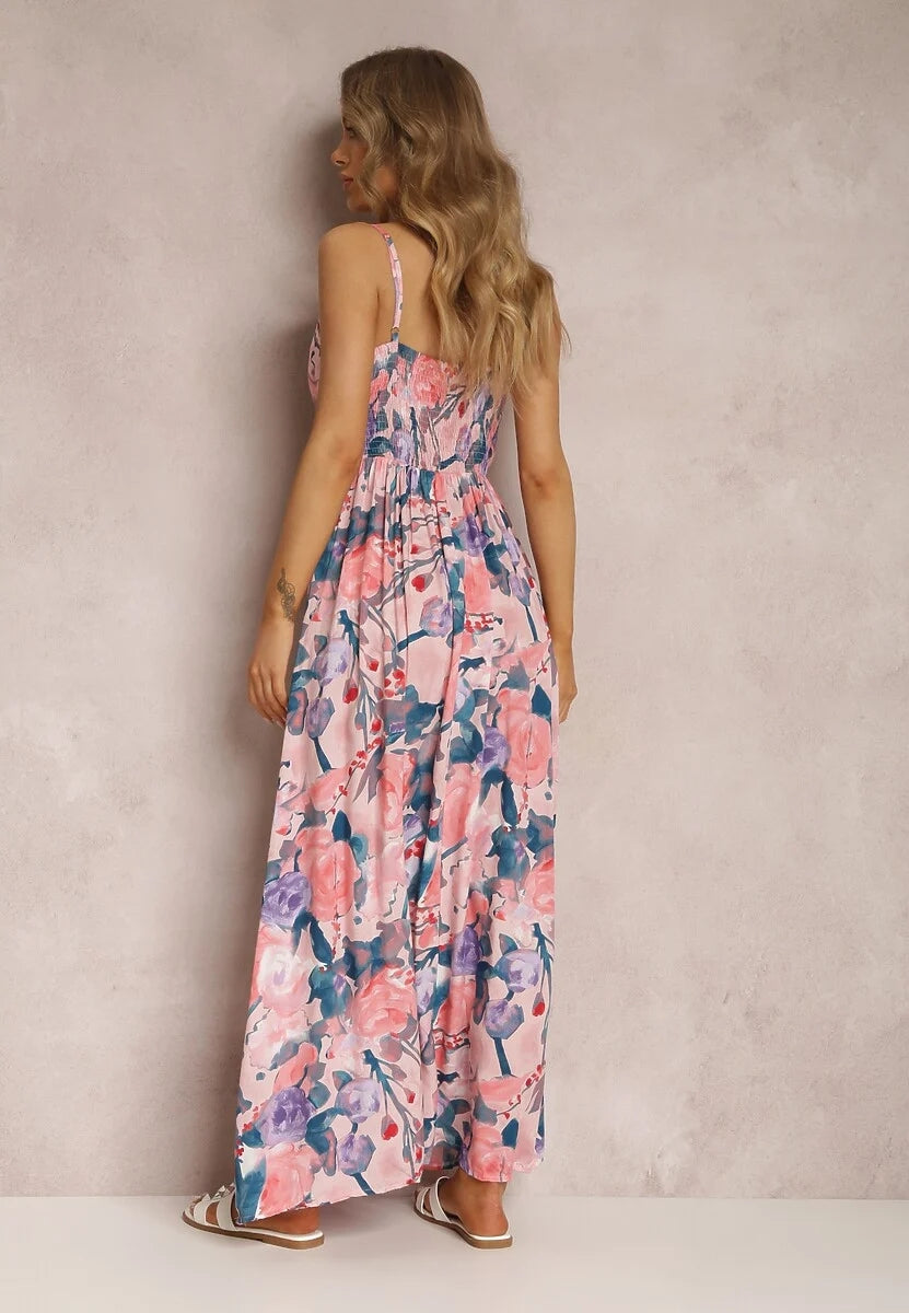 Floral Print Surplice Spaghetti Strap Maxi Dress Trendsi