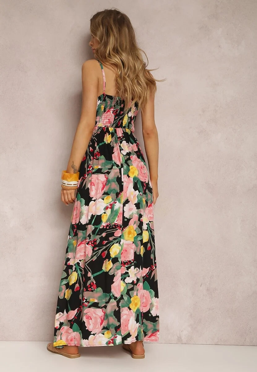 Floral Print Surplice Spaghetti Strap Maxi Dress Trendsi