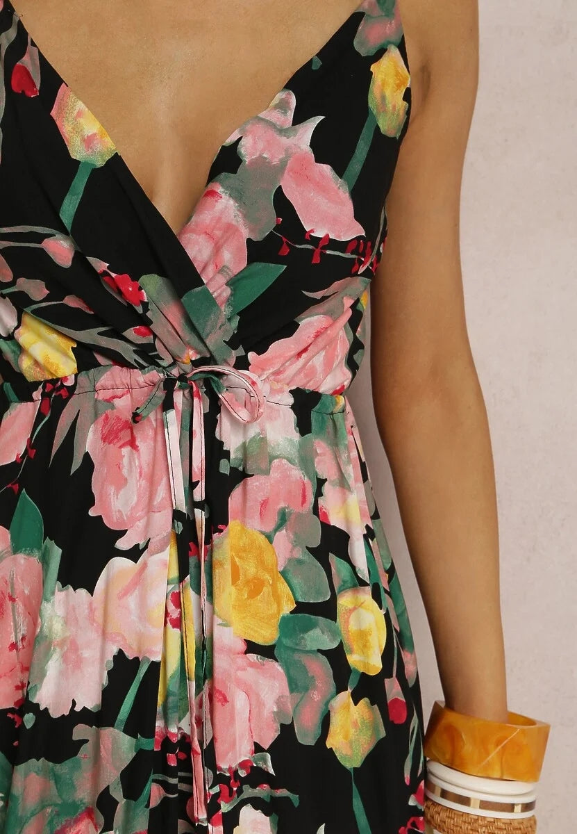 Floral Print Surplice Spaghetti Strap Maxi Dress Trendsi