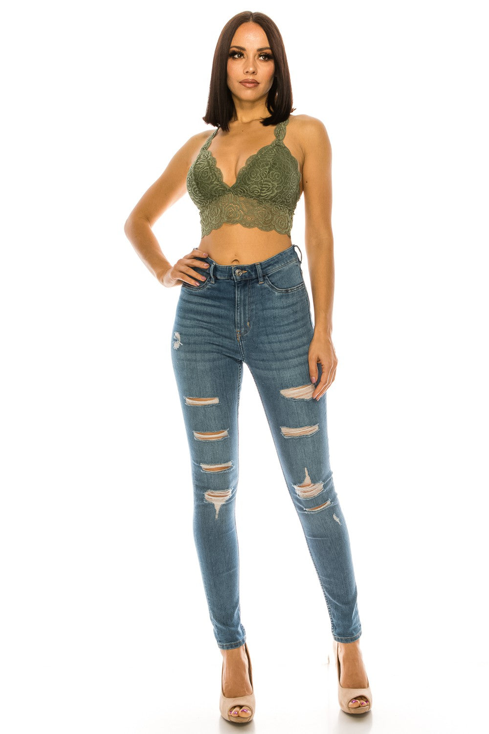 Lace Racerback Bralette Crop Top Annva USA