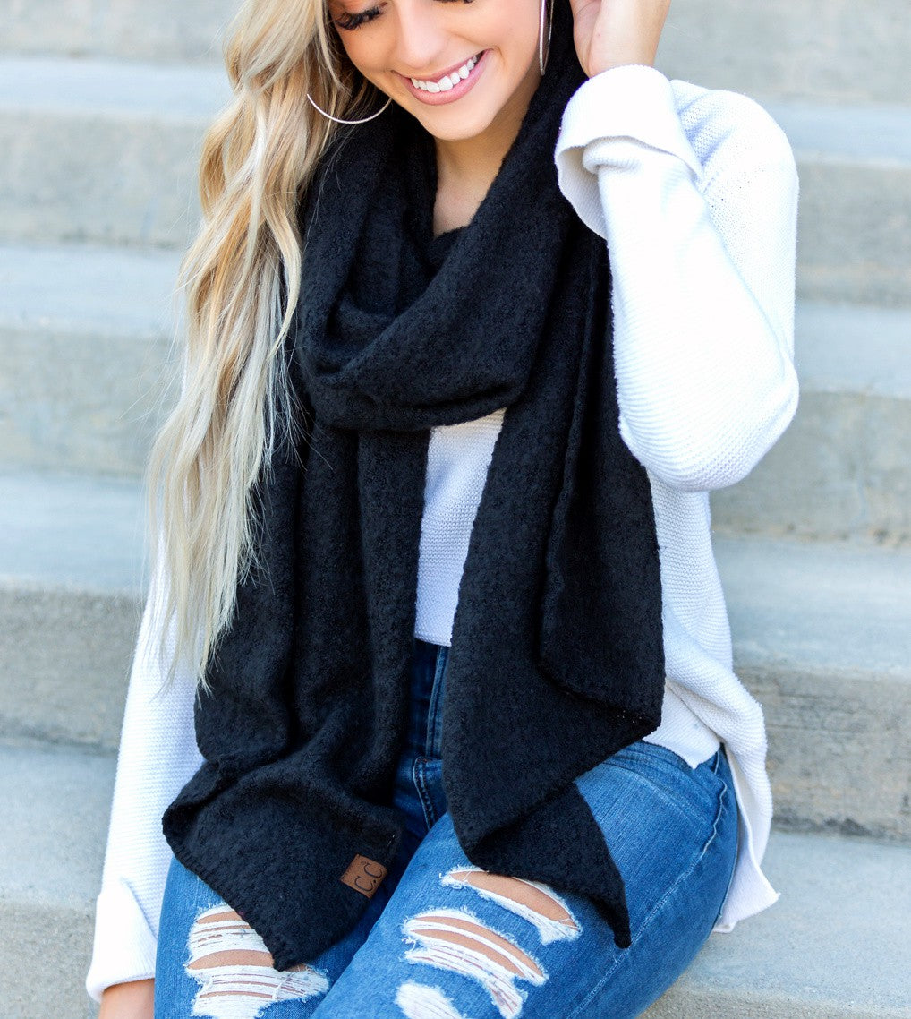 CC Oblong Bias Draped Boucle Ultra-Soft Scarves Aili's Corner