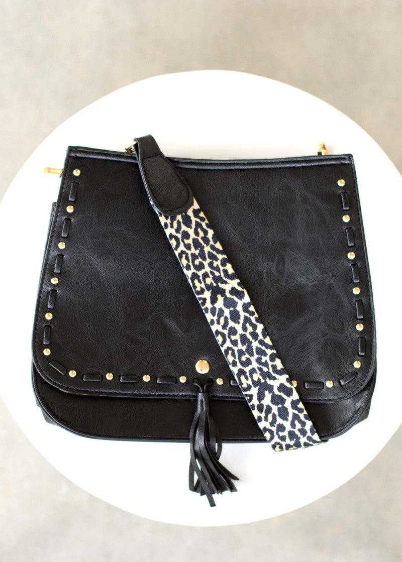 Leopard Strap Fold-over Crossbody Bag DAME BOHEME