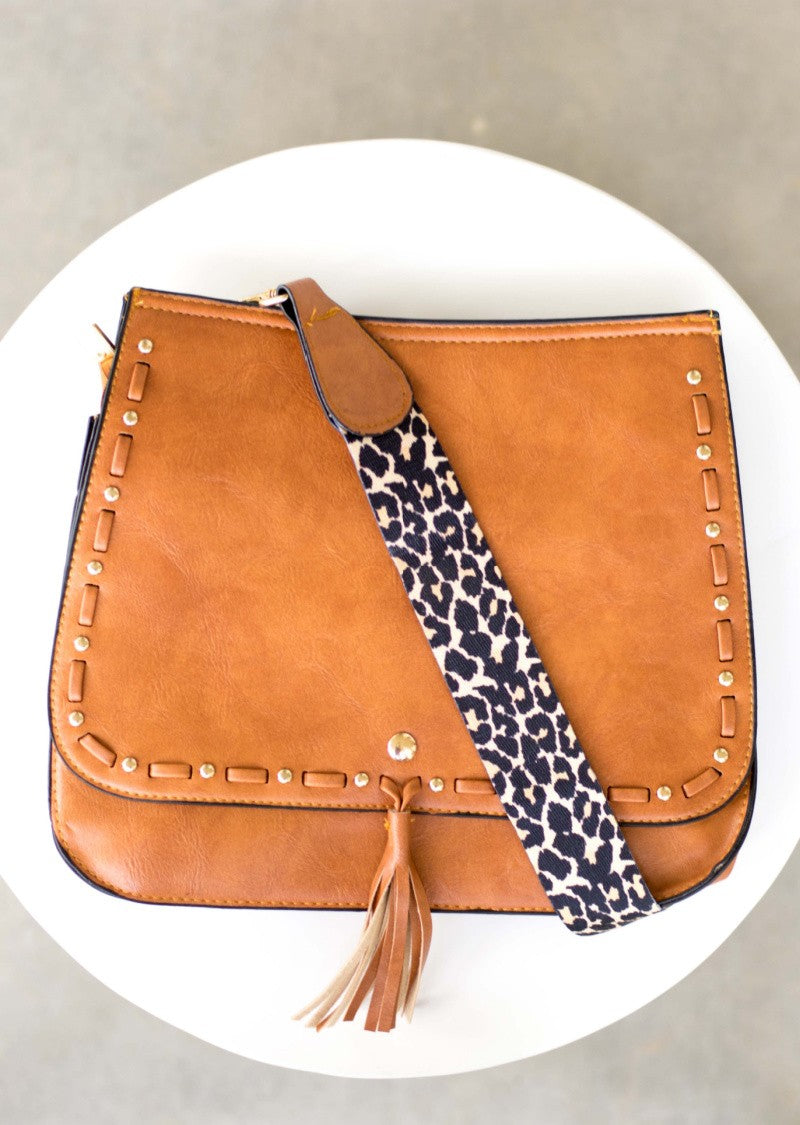 Leopard Strap Fold-over Crossbody Bag DAME BOHEME