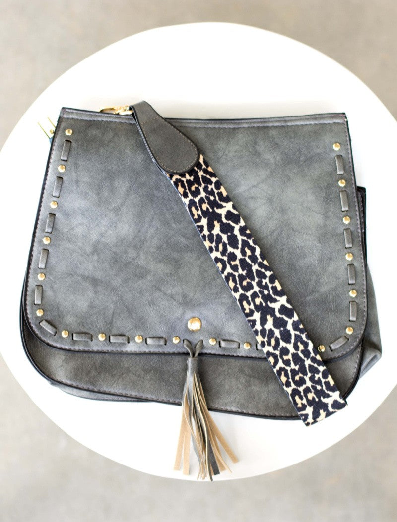 Leopard Strap Fold-over Crossbody Bag DAME BOHEME