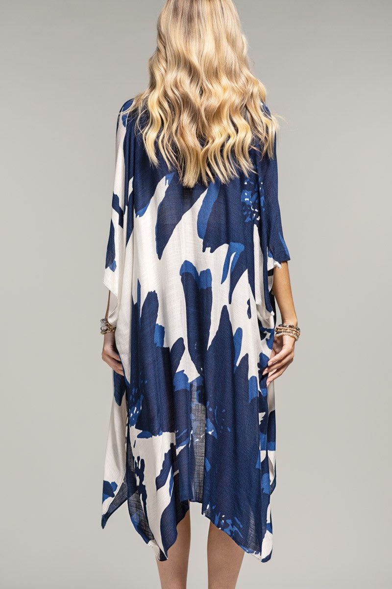 Ocean Bloom Kimono Wrap Navy DAME BOHEME