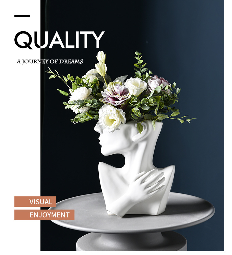 Modern Nordic Style Creative Portrait Vase Human Head Flower Vases Decorative Ornaments Resin Home Flowers Art Decor DAME BOHEME