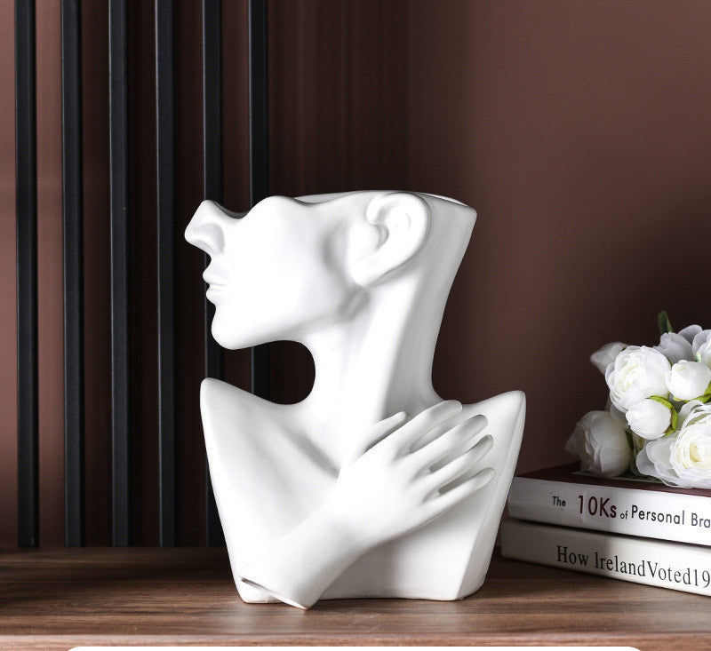Modern Nordic Style Creative Portrait Vase Human Head Flower Vases Decorative Ornaments Resin Home Flowers Art Decor DAME BOHEME
