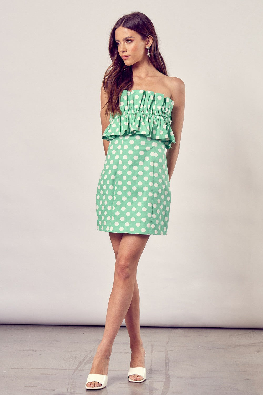 Ruffle Polka Dot Sleeveless Mini Tube Tie Back Dress Do + Be Collection