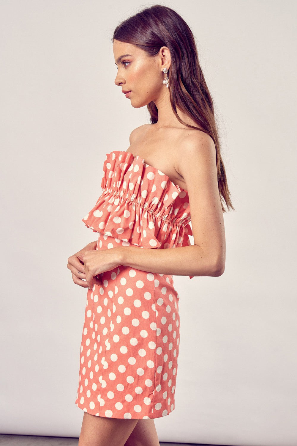 Ruffle Polka Dot Sleeveless Mini Tube Tie Back Dress Do + Be Collection
