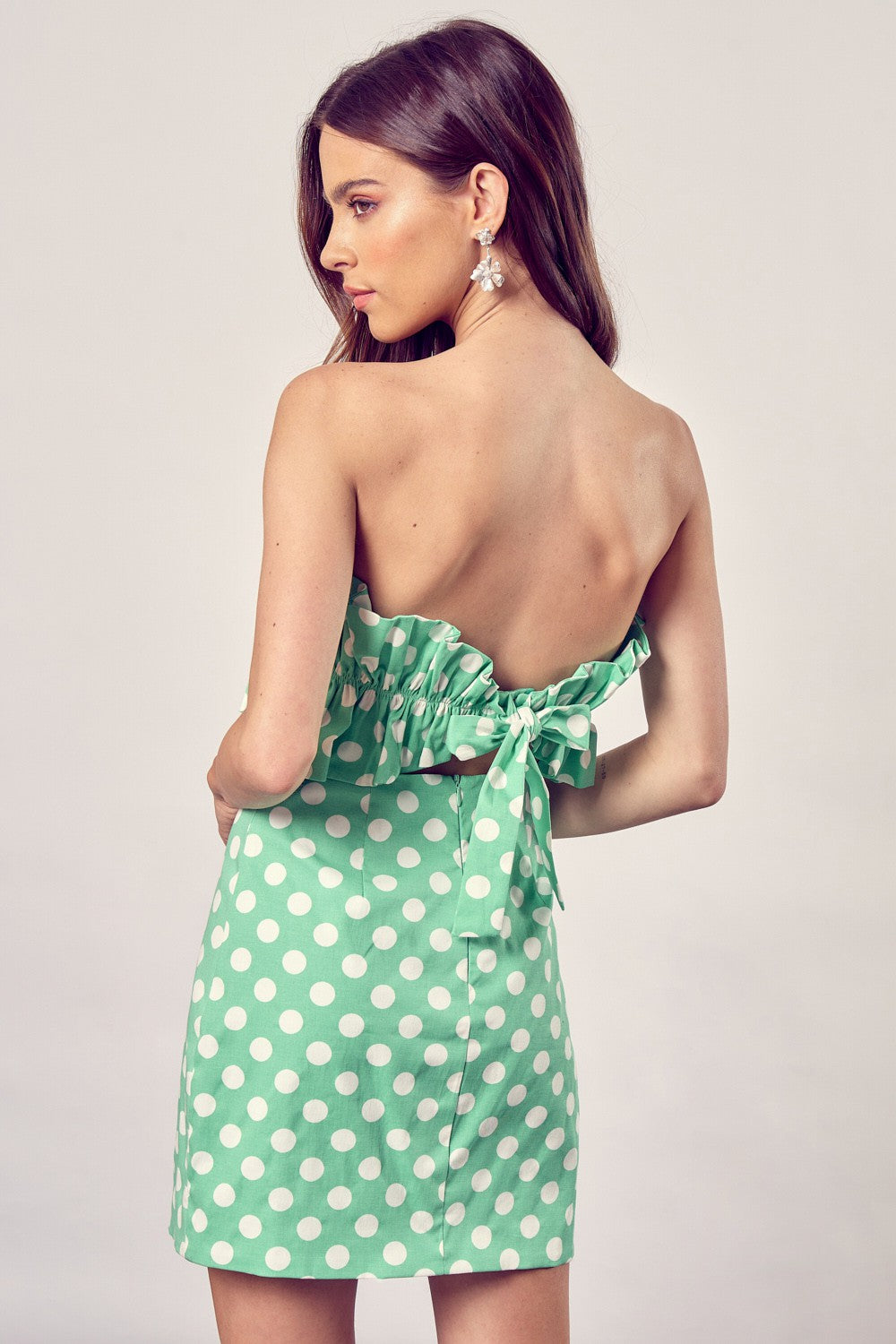 Ruffle Polka Dot Sleeveless Mini Tube Tie Back Dress Do + Be Collection