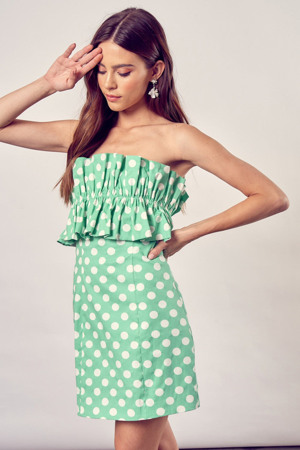 Ruffle Polka Dot Sleeveless Mini Tube Tie Back Dress Do + Be Collection