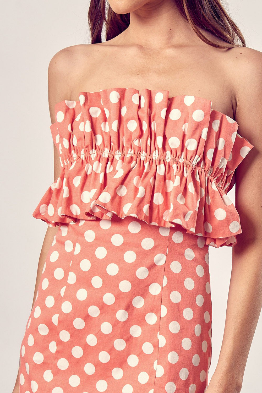 Ruffle Polka Dot Sleeveless Mini Tube Tie Back Dress Do + Be Collection