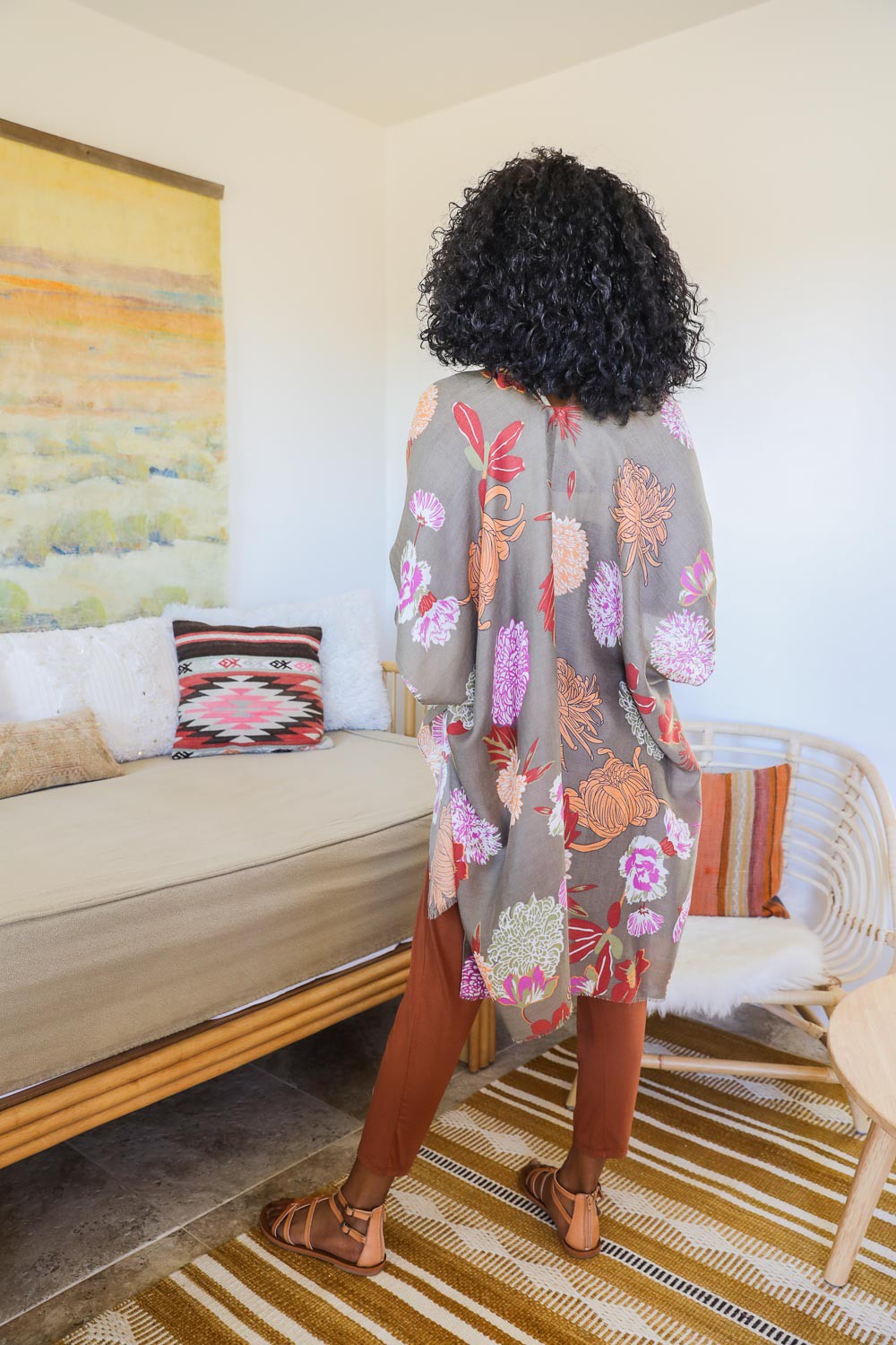 Floral Motif Combo Kimono Leto Accessories