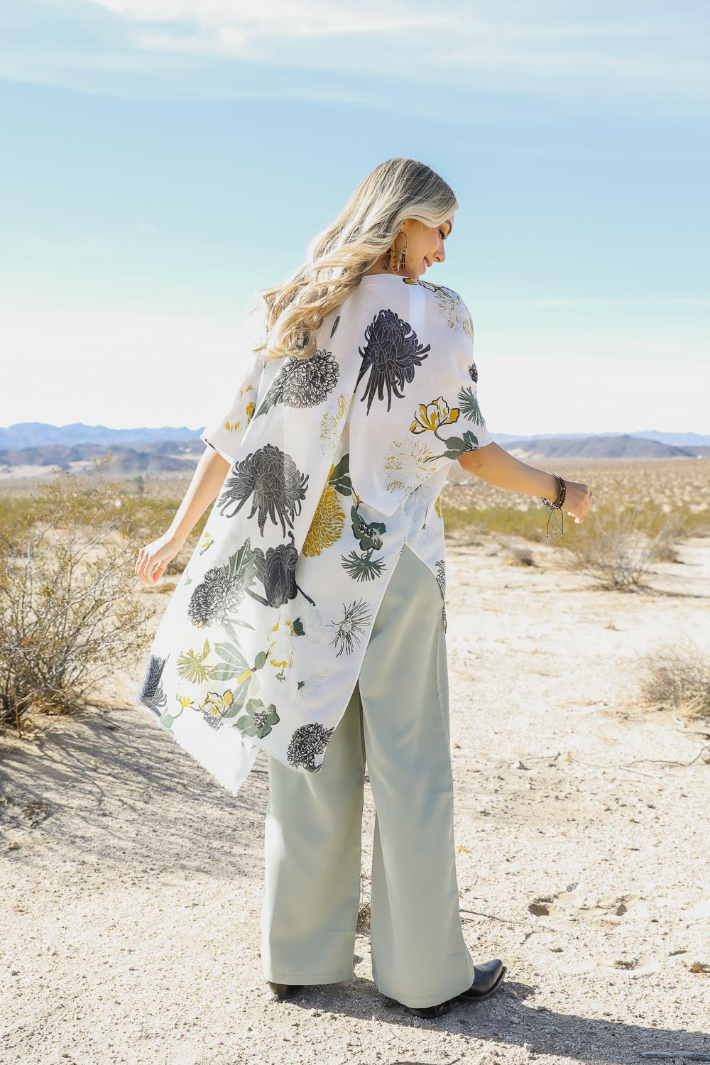 Floral Motif Combo Kimono Leto Accessories