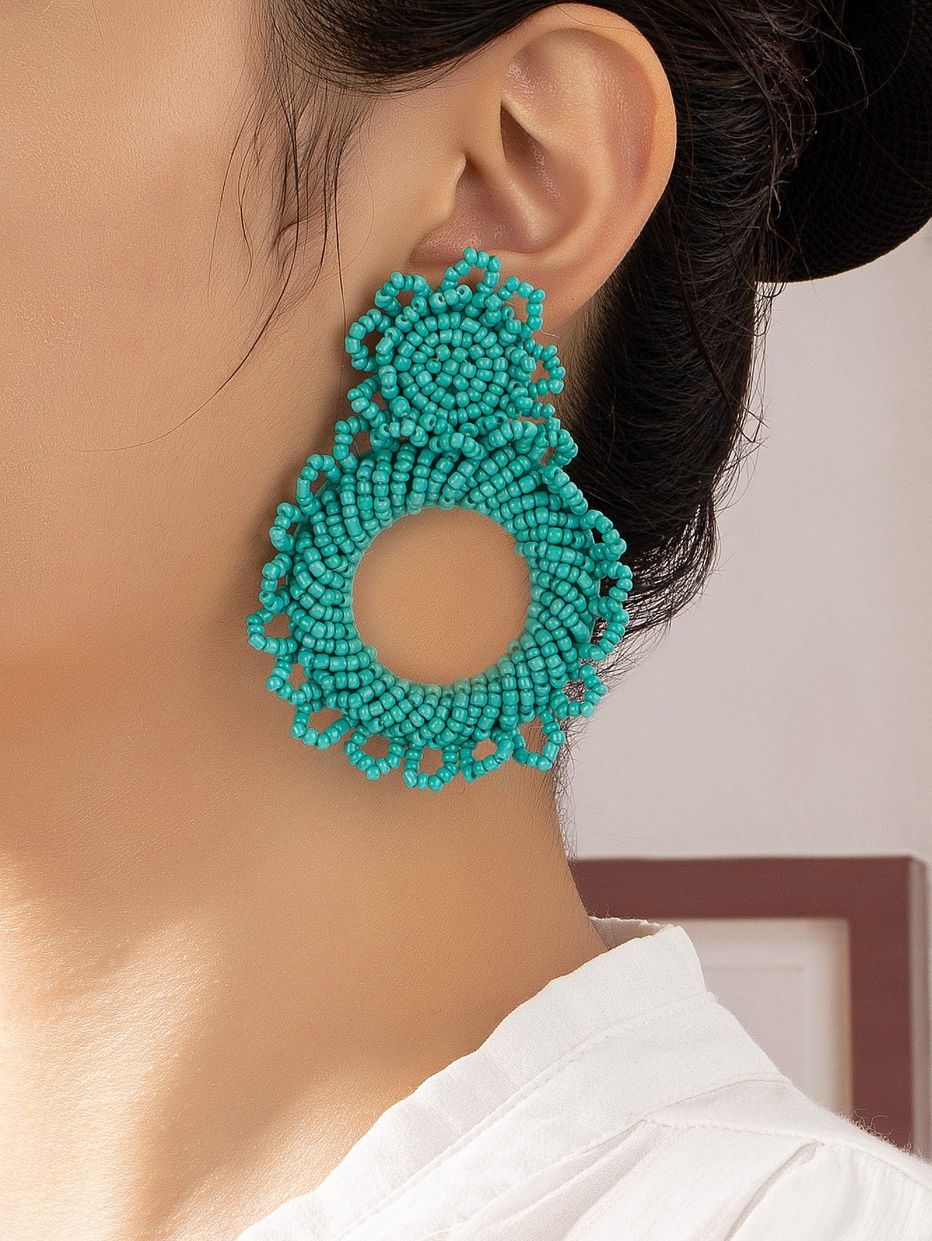 Handmade statement seed bead earrings DAME BOHEME