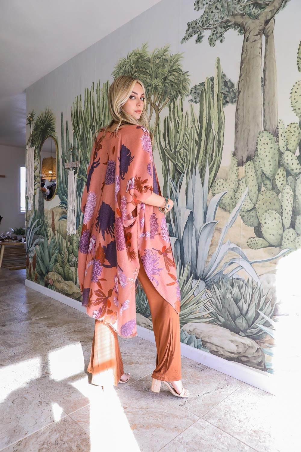 Floral Motif Combo Kimono Leto Accessories
