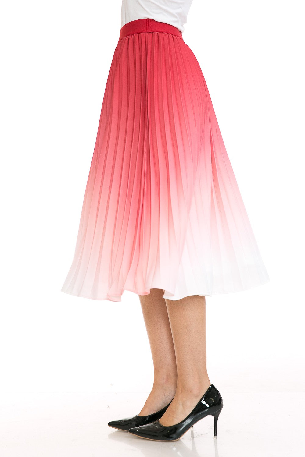 Women's High Waist Ombre Pleated A-Line Swing Skirt Annva USA