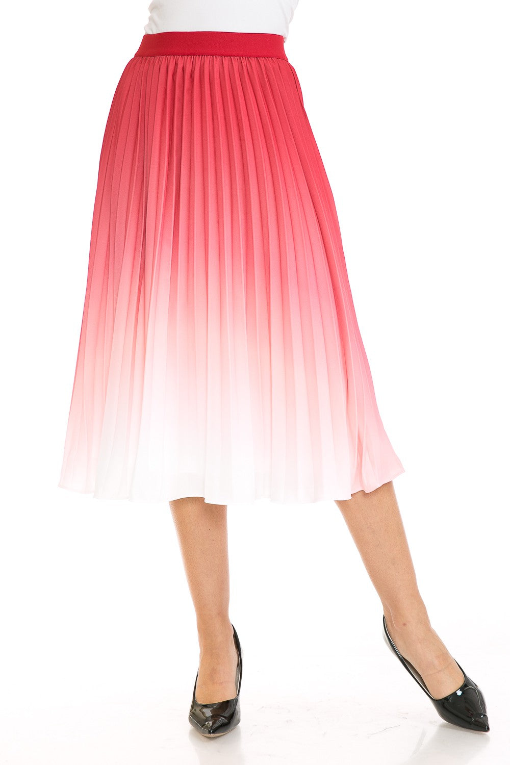 Women's High Waist Ombre Pleated A-Line Swing Skirt Annva USA
