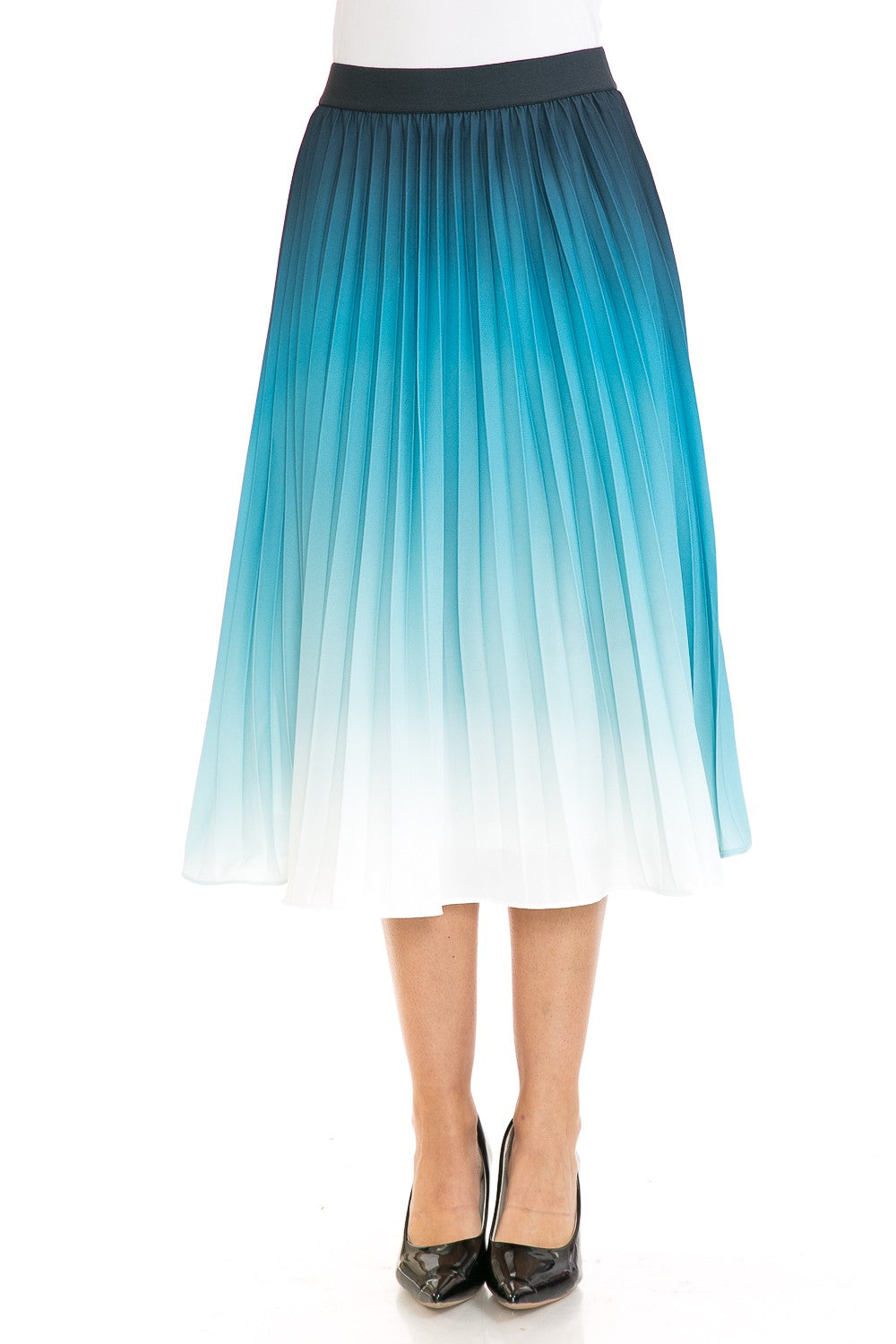 Women's High Waist Ombre Pleated A-Line Swing Skirt Annva USA
