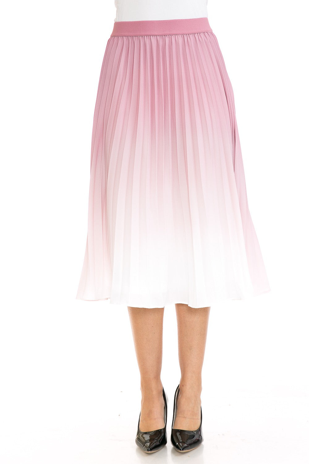 Women's High Waist Ombre Pleated A-Line Swing Skirt Annva USA