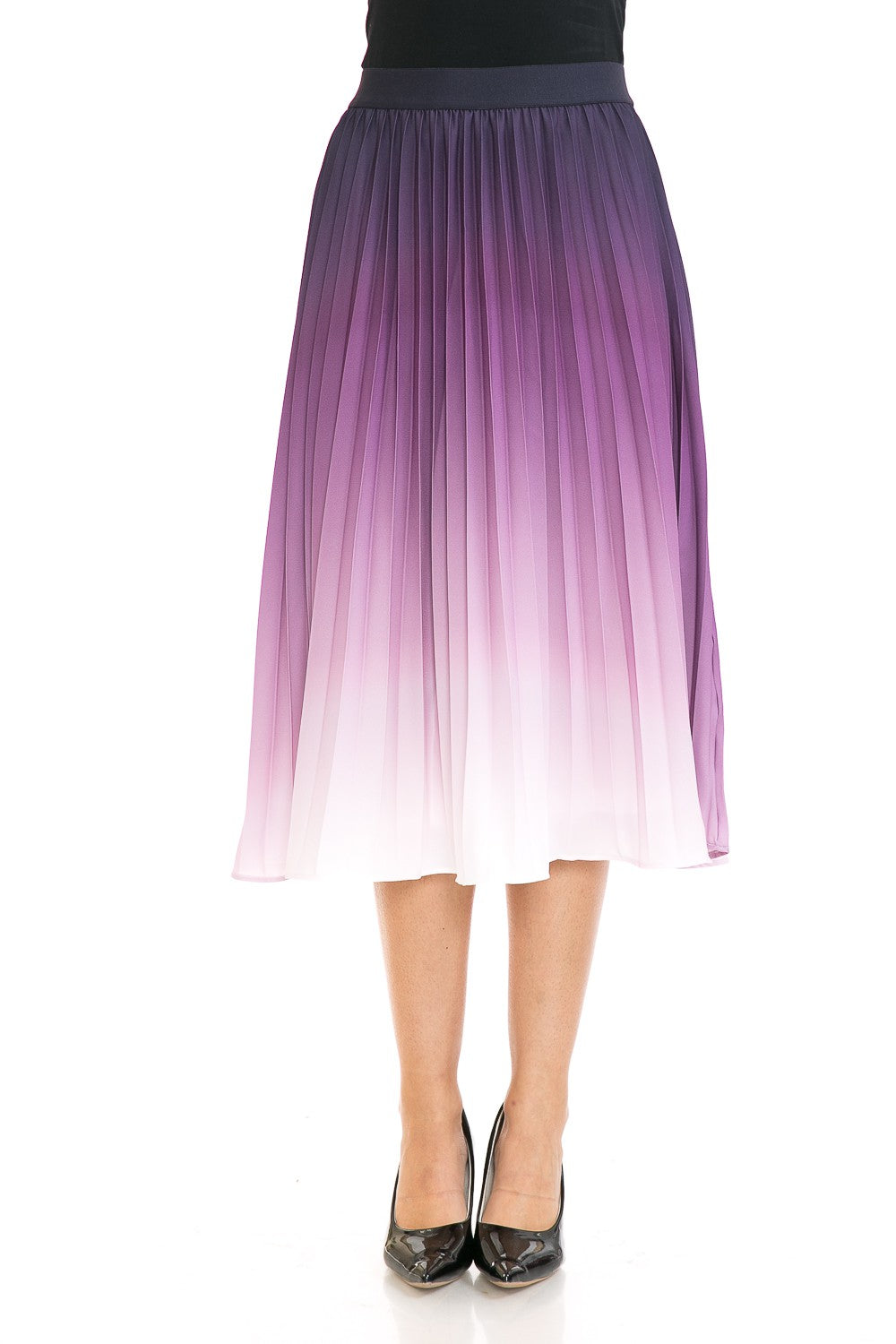 Women's High Waist Ombre Pleated A-Line Swing Skirt Annva USA