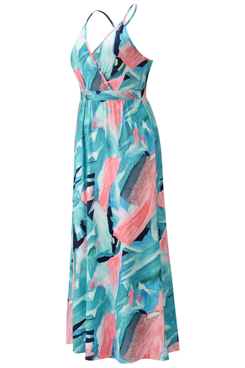 Crisscross Printed Surplice Cami Maxi Dress Trendsi