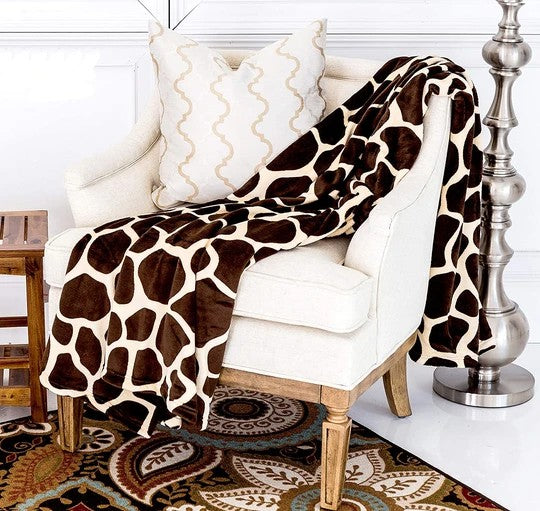 Giraffe Super Soft Cozy Bed Throw Flannel Blanket DAME BOHEME