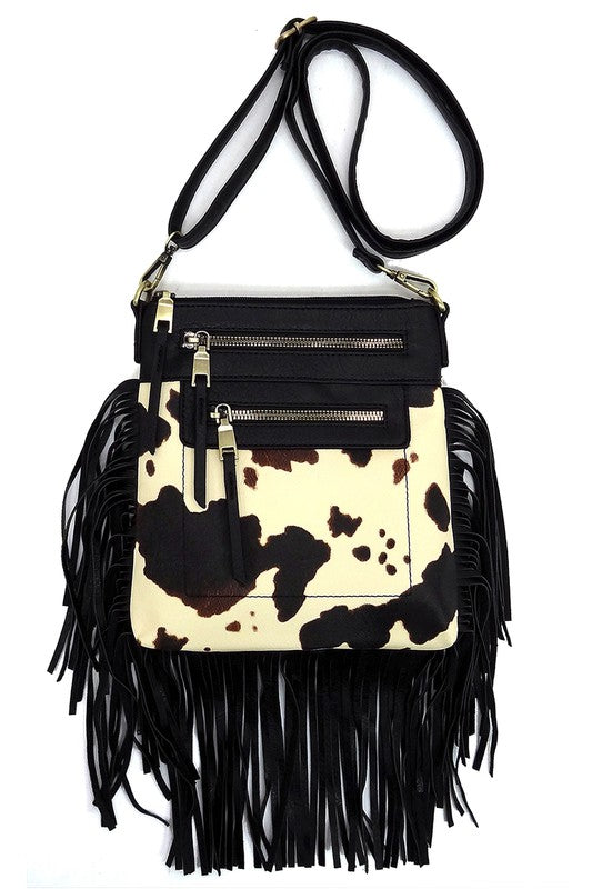 Western Fringe Faux Vegan Leather Crossbody Bag Fashion World