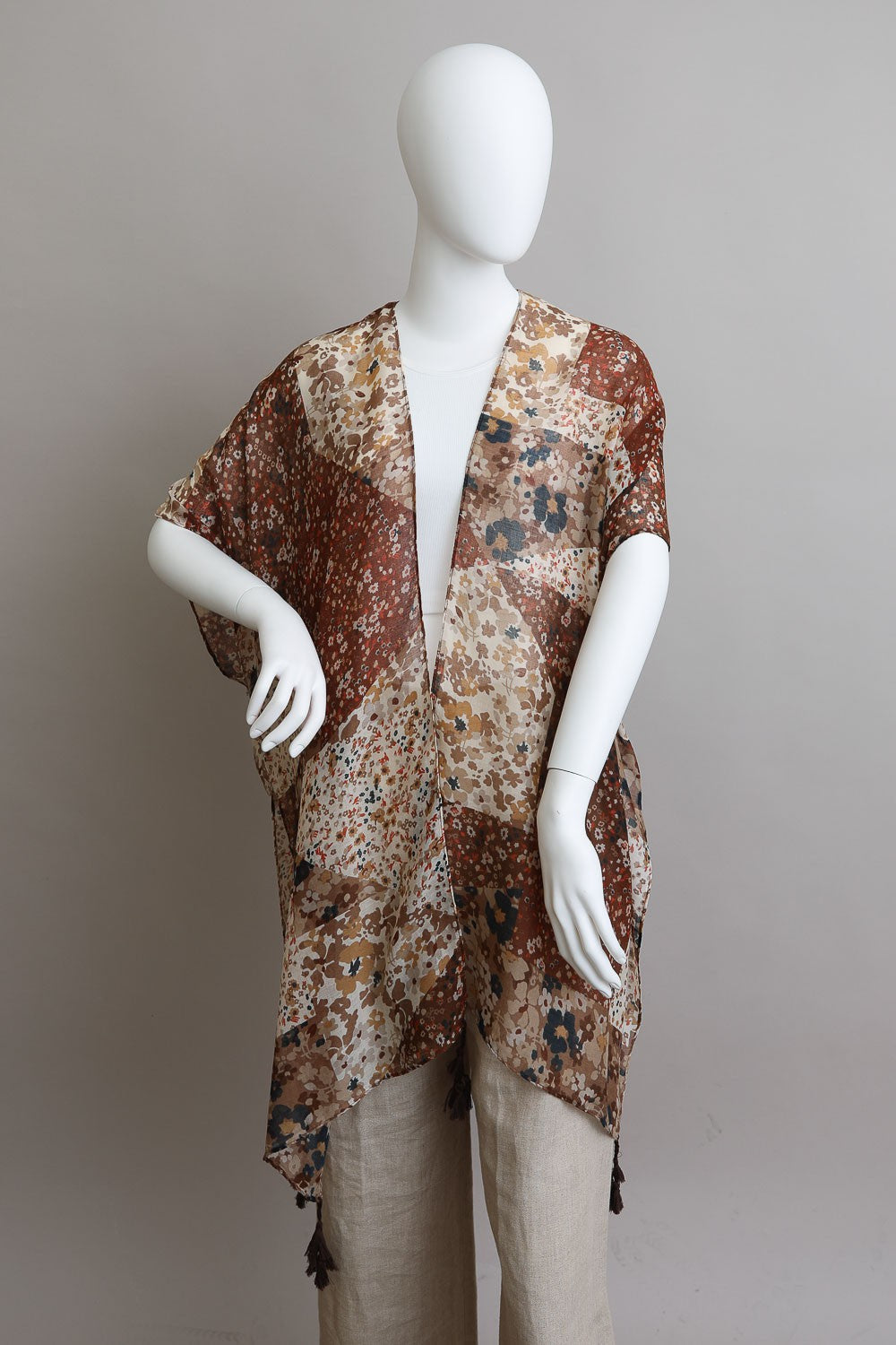 Allover Floral Patchwork Print Kimono Leto Accessories