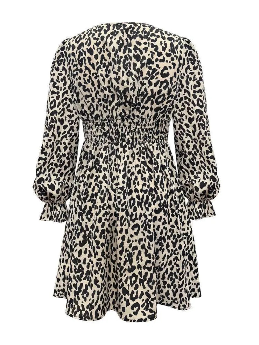 Leopard V-Neck Flounce Sleeve Dress DAME BOHEME