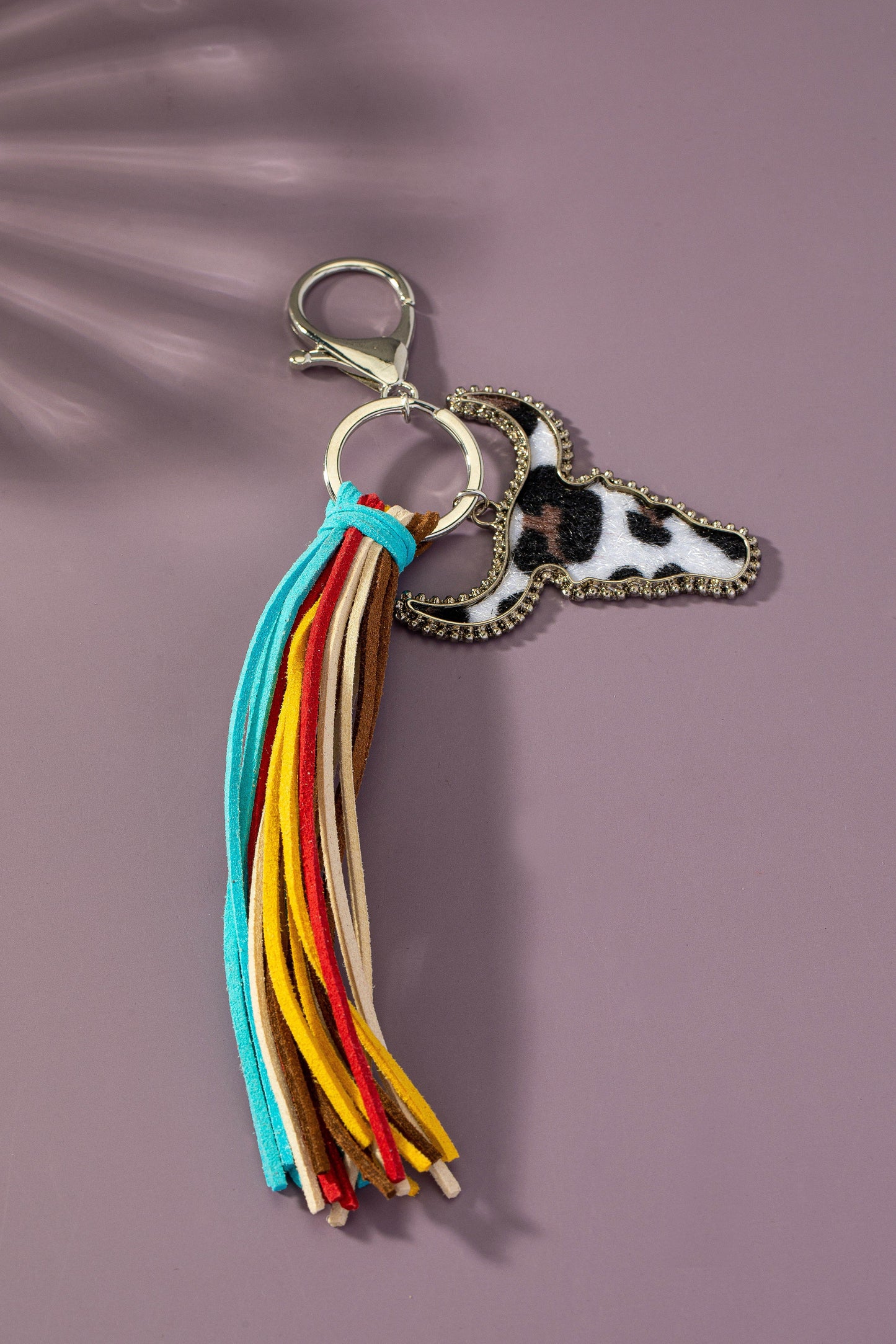 Animal Print Cow Head Leather Multicolor Tassel Key Chain LA3accessories