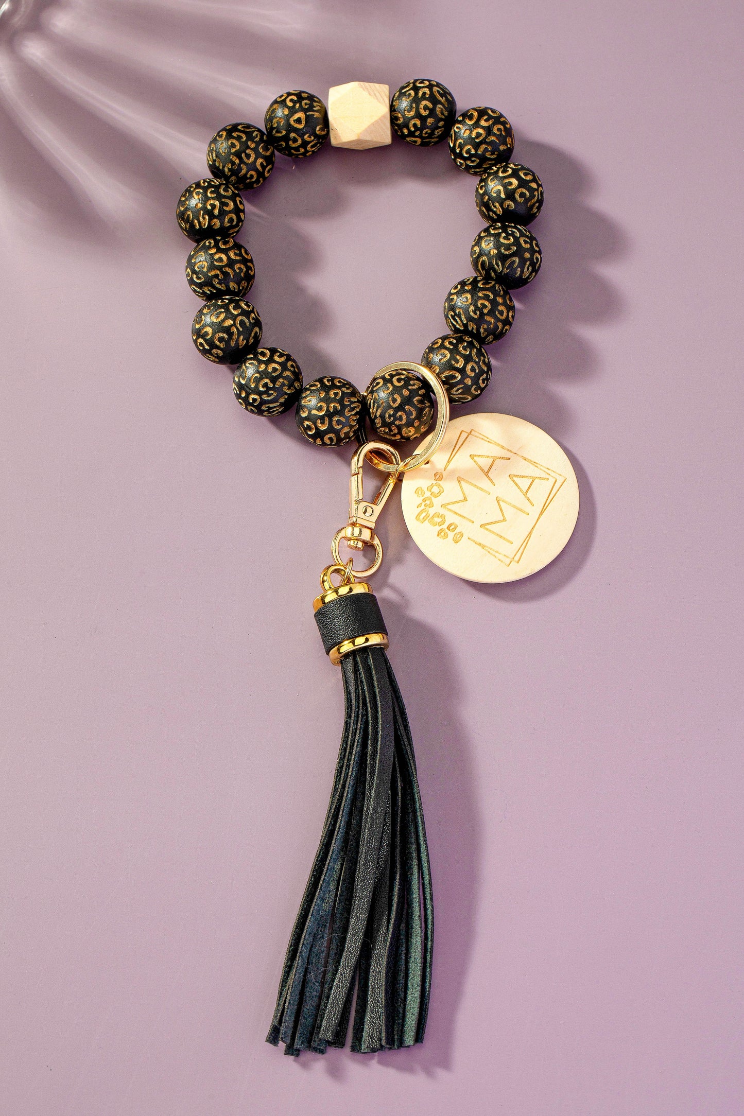 Mama Charm and Tassel Etched Wood Beaded Key Chain LA3accessories