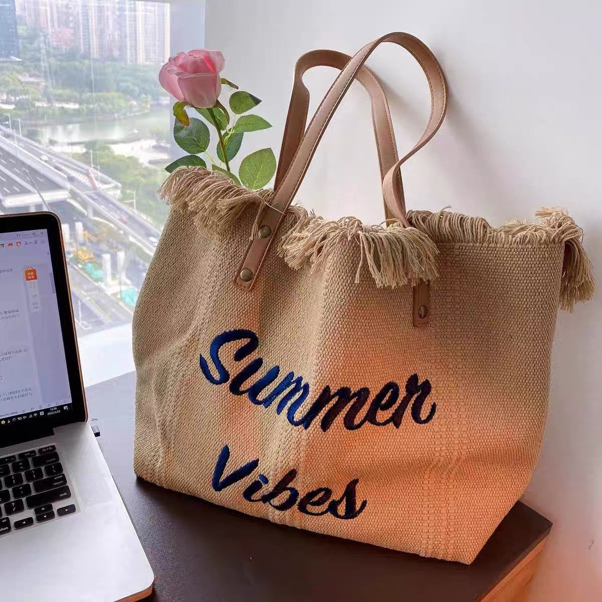 Summer Vibes Tote Handbag Purse Beach Totes Dani & Em