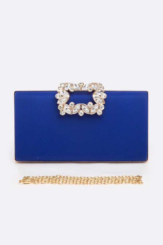 Crystal Buckle Metallic Box Clutch Artini Accessories