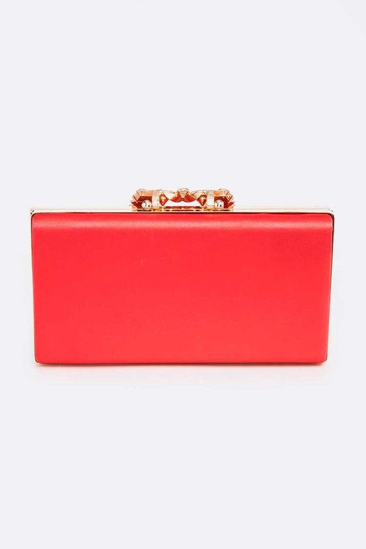Crystal Buckle Metallic Box Clutch Artini Accessories