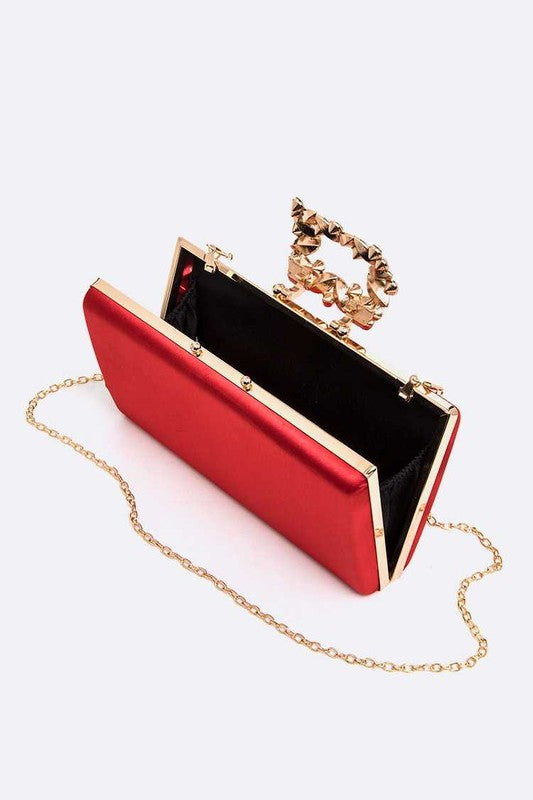 Crystal Buckle Metallic Box Clutch Artini Accessories