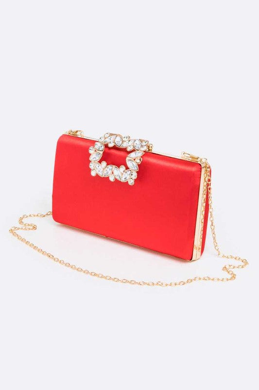 Crystal Buckle Metallic Box Clutch Artini Accessories