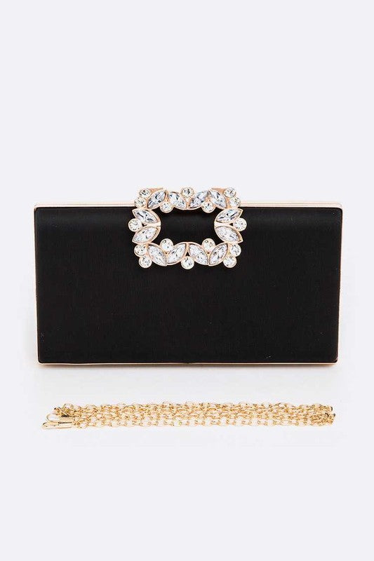 Crystal Buckle Metallic Box Clutch Artini Accessories