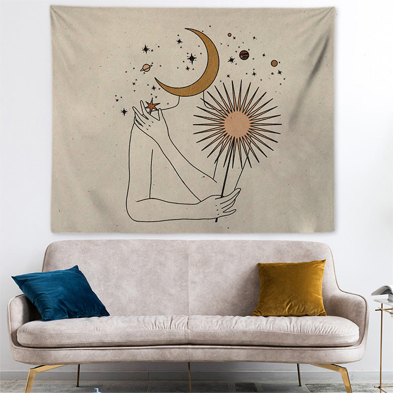 Bedroom Bedside Tapestry Whimsical Cats Celestial Art - DAME BOHEME