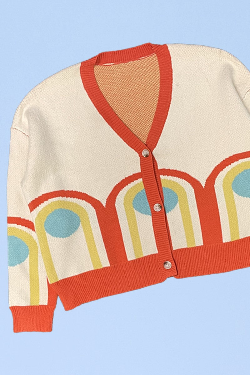 Retro Arch Button Up V Neck Cardigan DAME BOHEME
