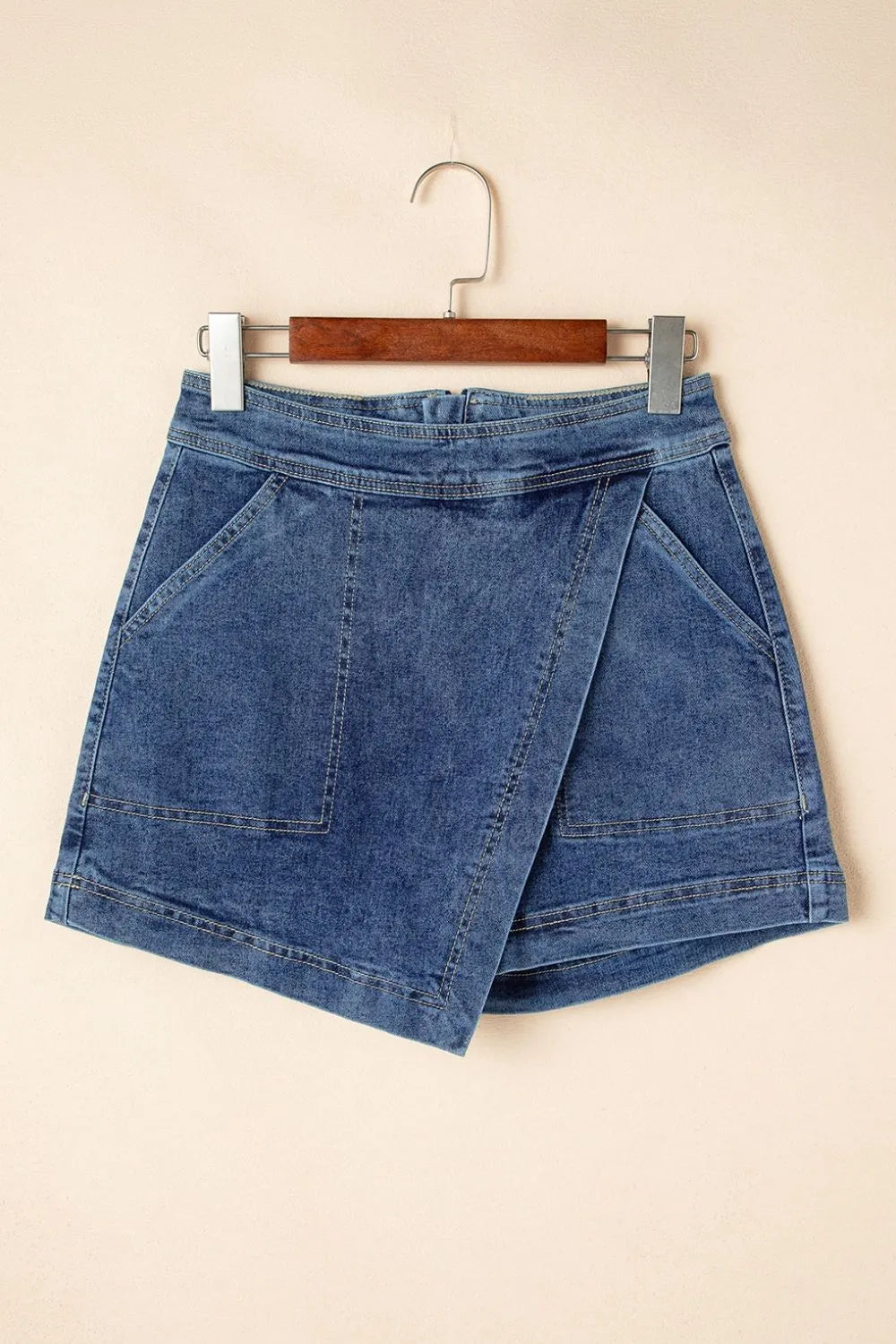 Asymmetrical Denim Skort with Pockets Simply Love