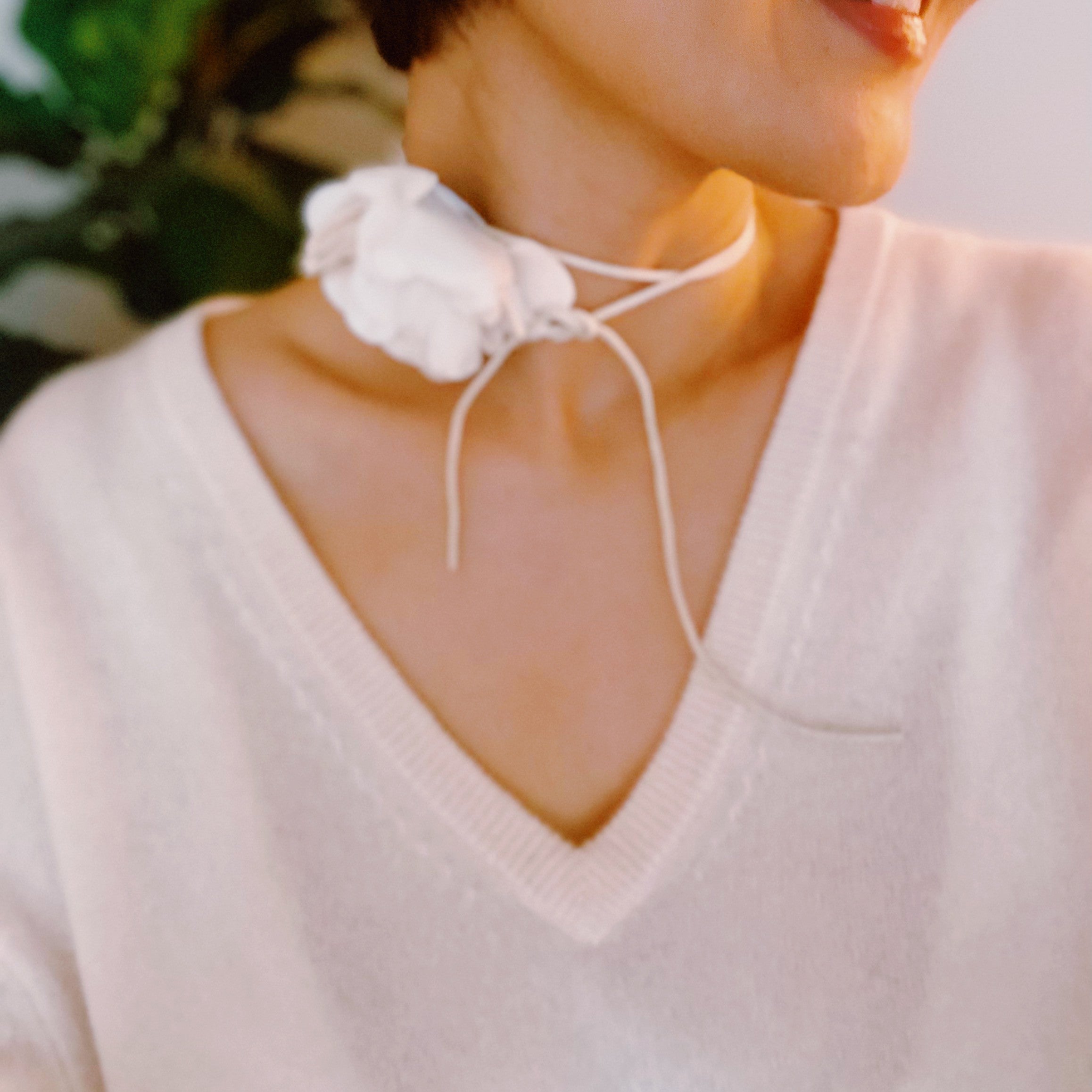 Chiffon Petals Rosette Tie Necklace Ellison and Young
