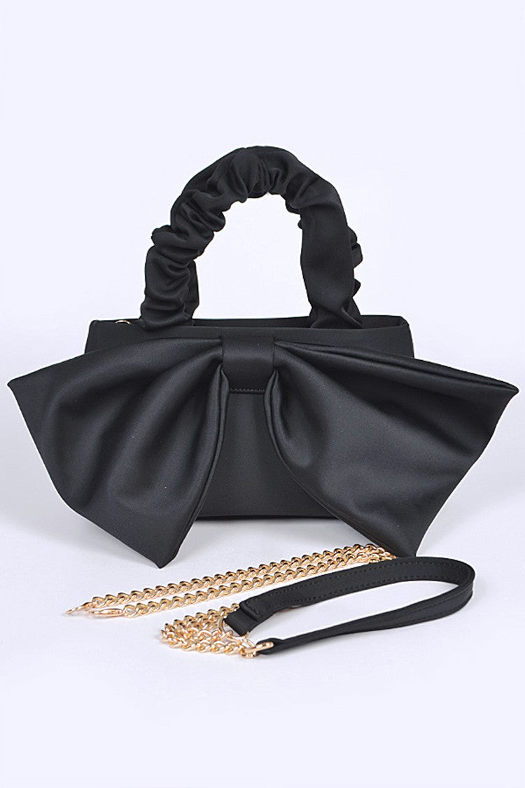 Crinkle Handle Large Bow Tie Clutch Bag Artini Accessories