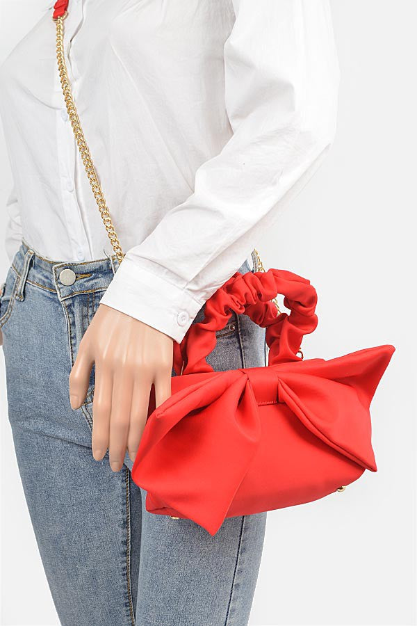 Crinkle Handle Large Bow Tie Clutch Bag Artini Accessories