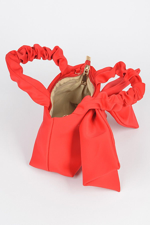 Crinkle Handle Large Bow Tie Clutch Bag Artini Accessories