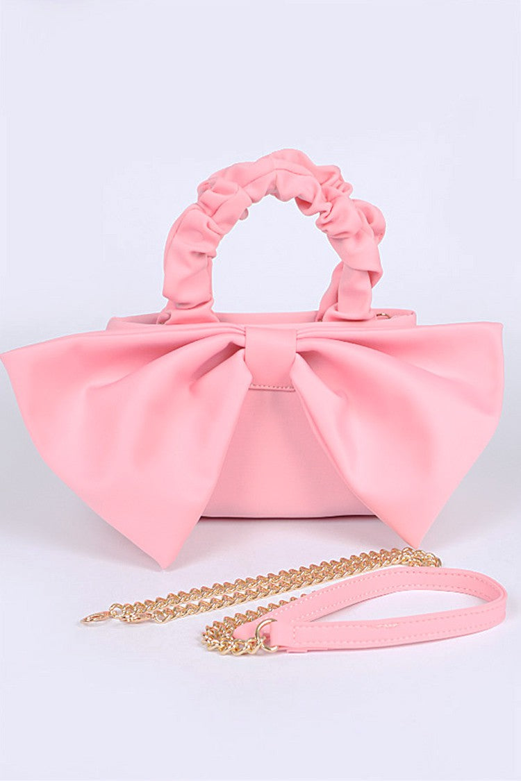 Crinkle Handle Large Bow Tie Clutch Bag Artini Accessories